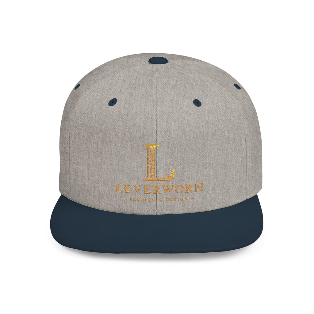 Snapback Hat — 'L' Gold Logo Leverworn Flat Bill Cap