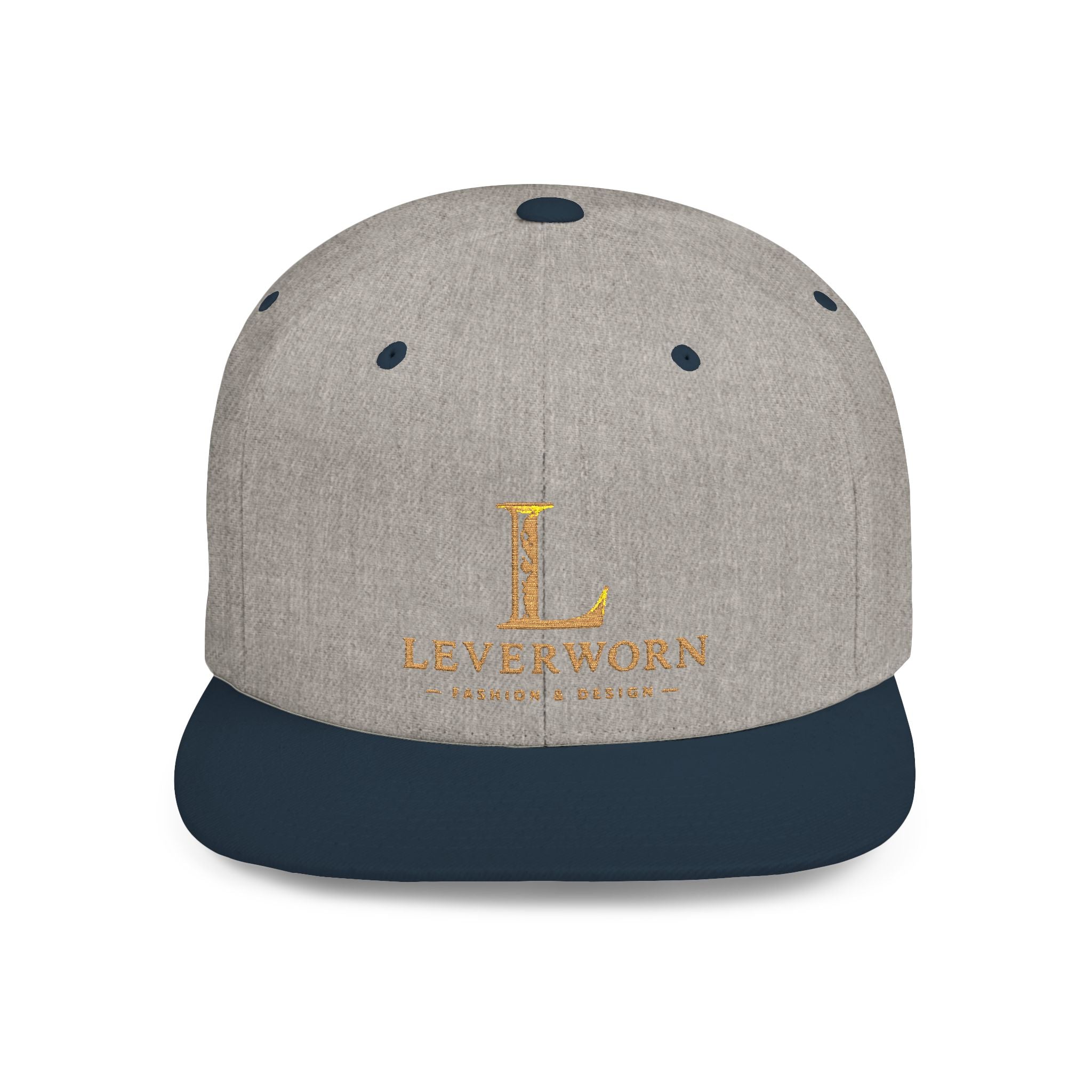 Snapback Hat — 'L' Gold Logo Leverworn Flat Bill Cap