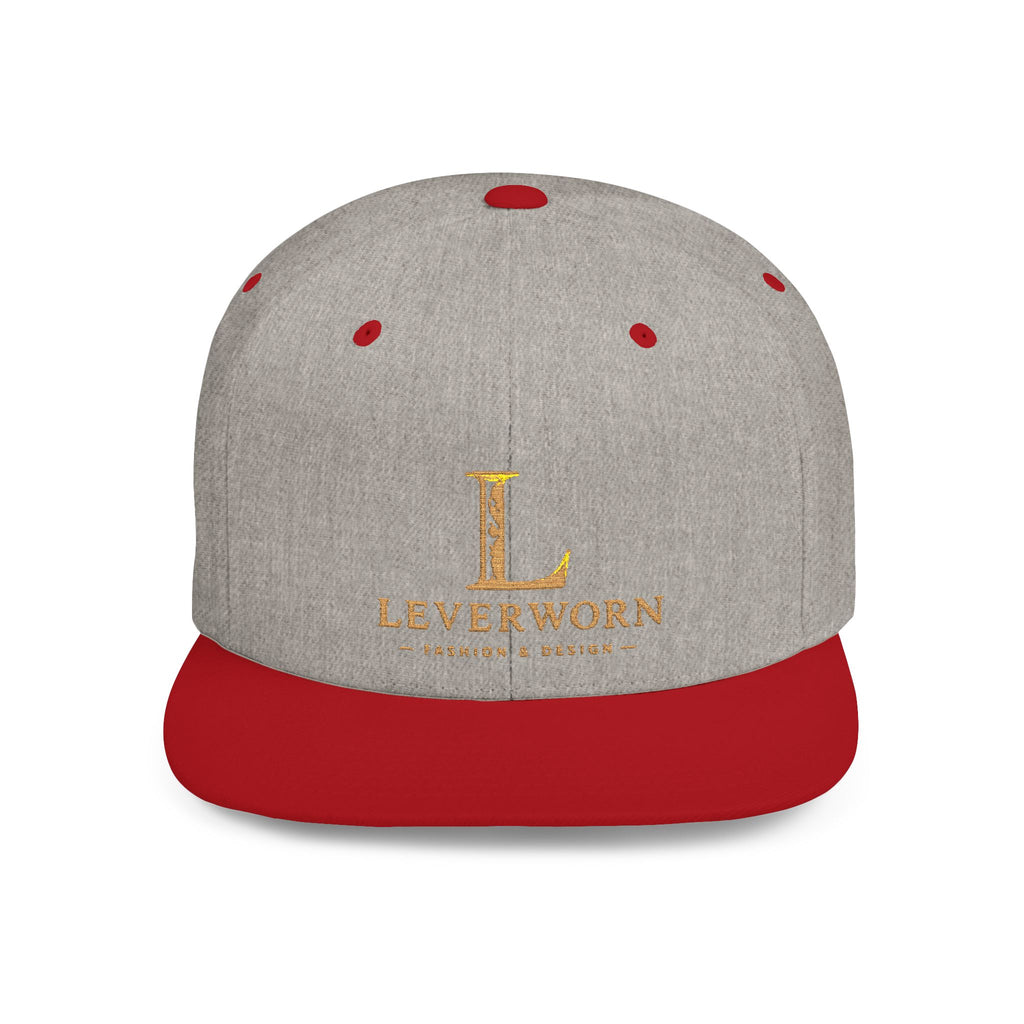 Snapback Hat — 'L' Gold Logo Leverworn Flat Bill Cap