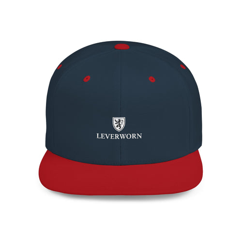Flat Bill Snapback Hat — Leverworn Crest Embroidered Snapback
