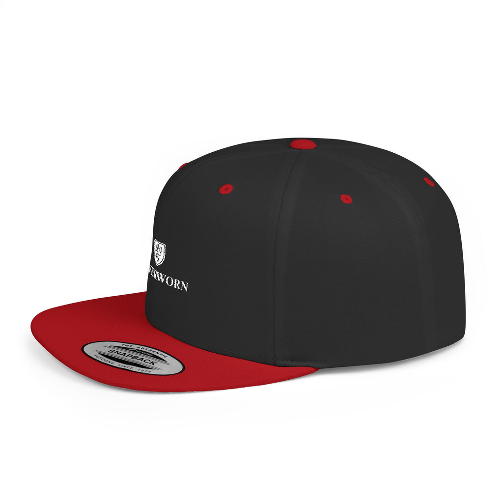 Flat Bill Snapback Hat — Leverworn Crest Embroidered Snapback