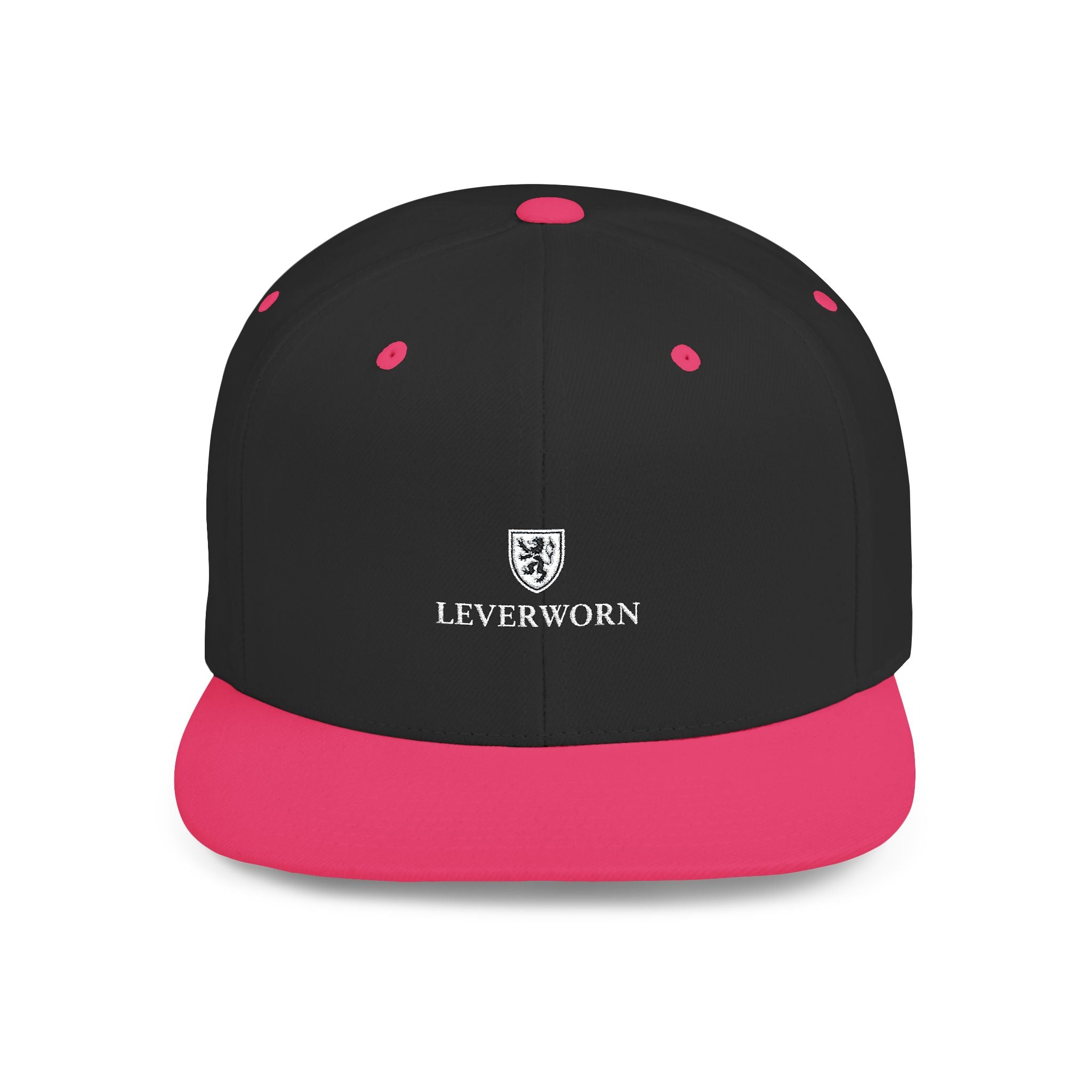 Flat Bill Snapback Hat — Leverworn Crest Embroidered Snapback