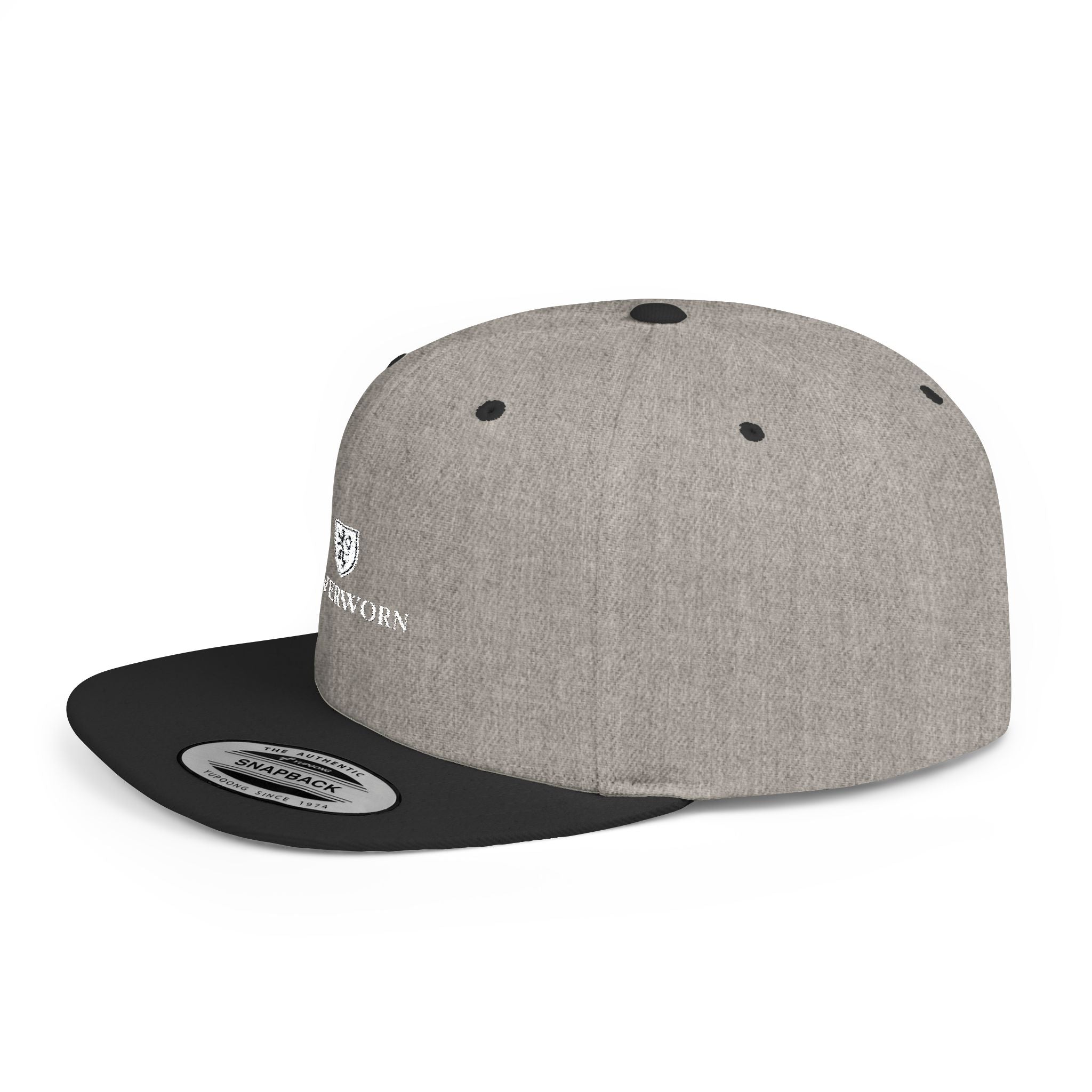 Flat Bill Snapback Hat — Leverworn Crest Embroidered Snapback