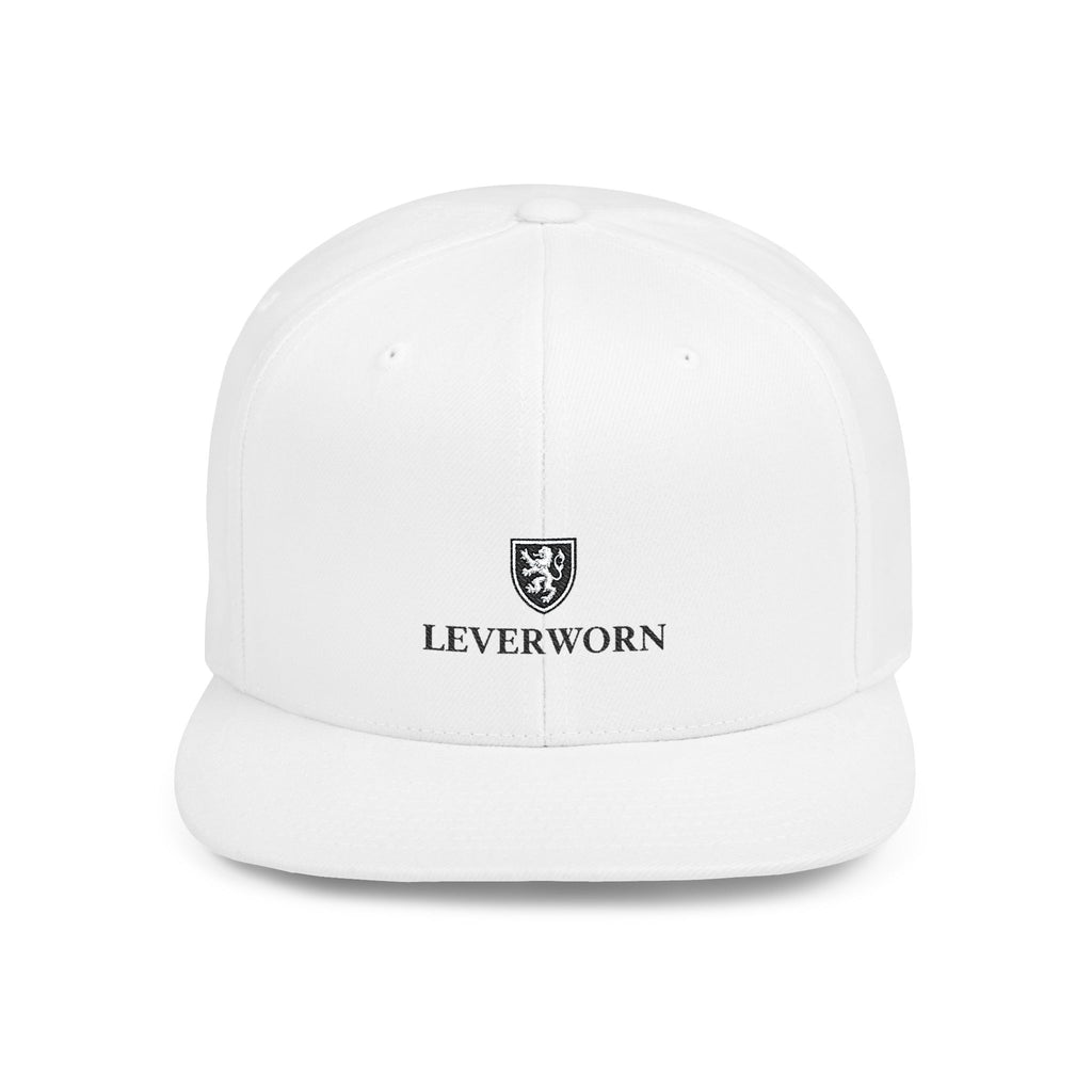 Flat Bill Snapback Hat — Minimal 'LEVERWORN' Crest Embroidered Cap