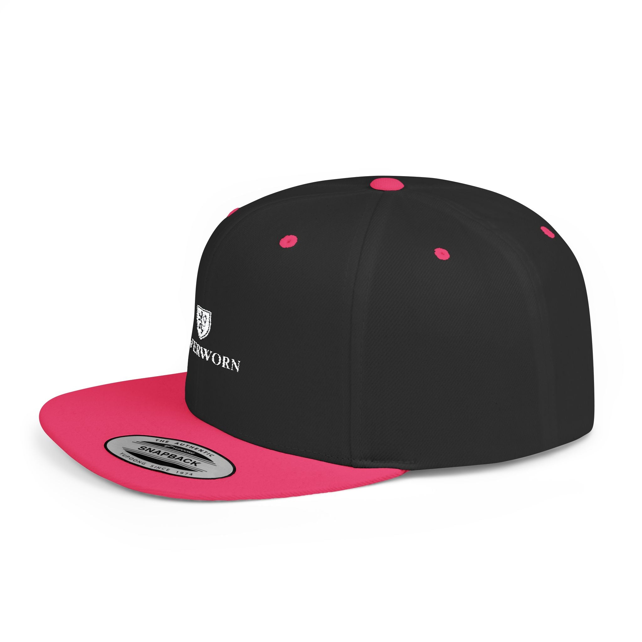 Flat Bill Snapback Hat — Leverworn Crest Embroidered Snapback