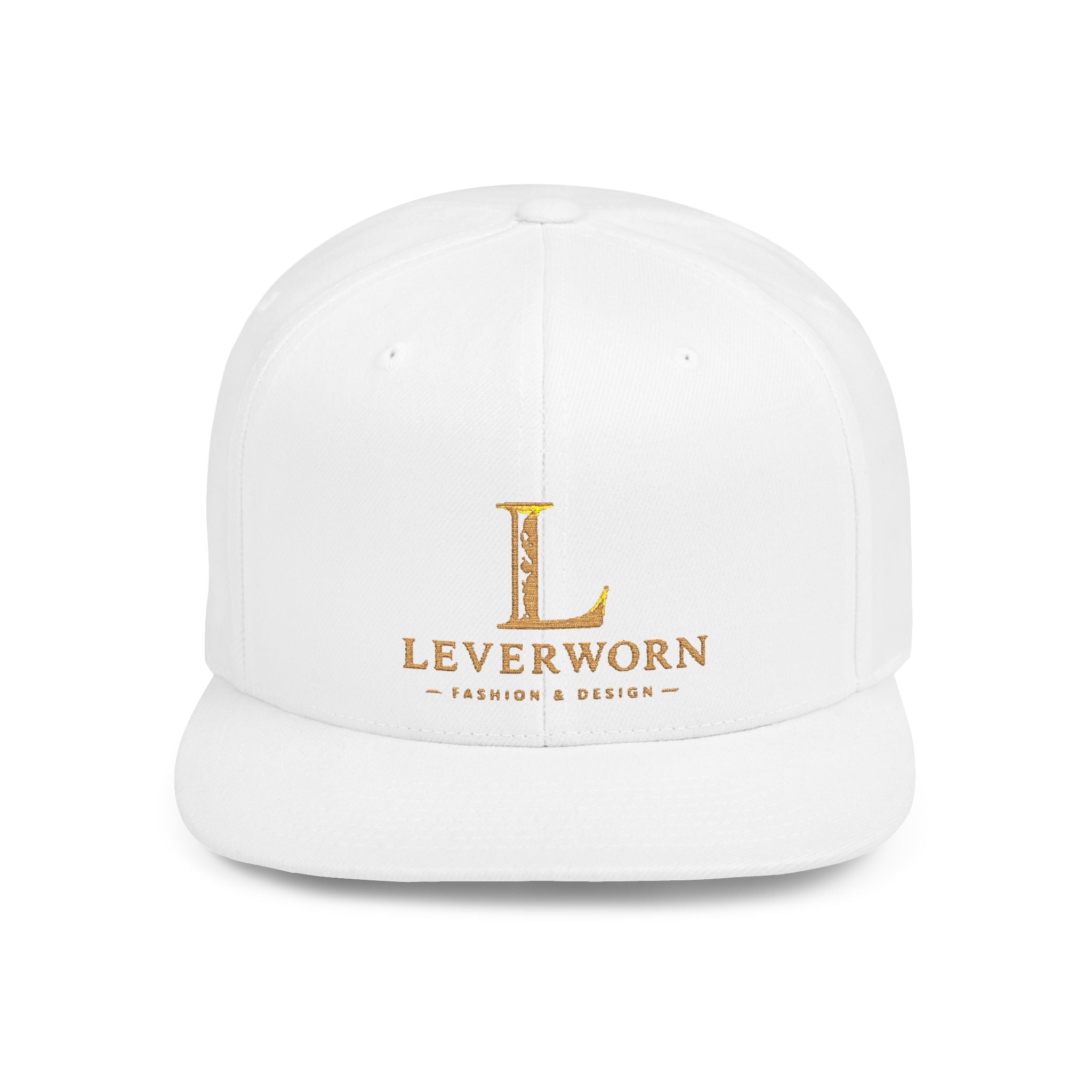 Snapback Hat — 'L' Gold Logo Leverworn Flat Bill Cap
