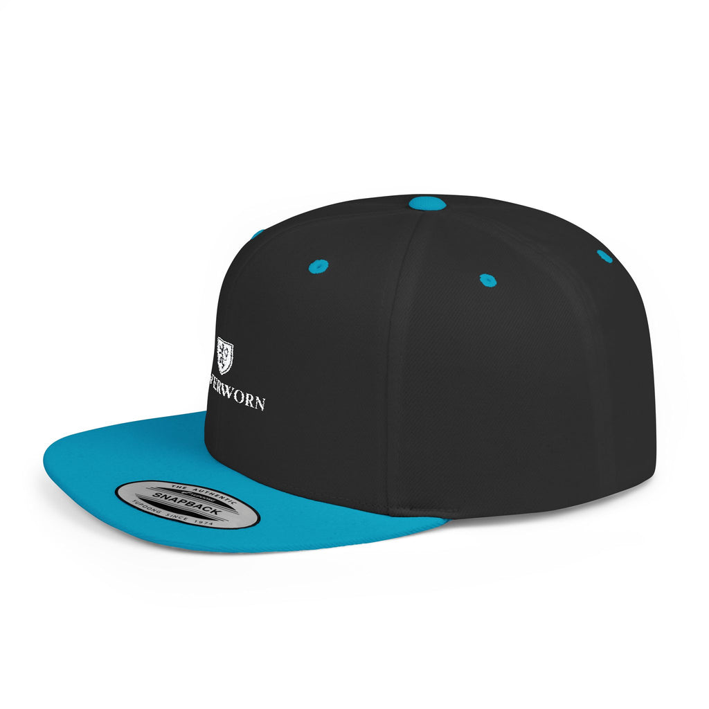 Flat Bill Snapback Hat — Leverworn Crest Embroidered Snapback
